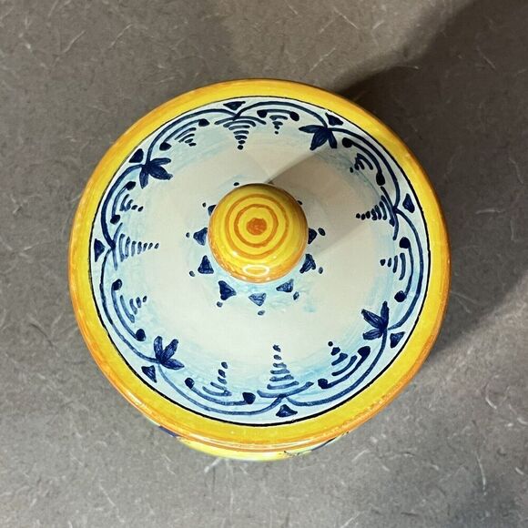 CERAMICHE D’ARTE PARRINI Ceramic Peperoncino Hot Pepper Jar W/ Lid Lemon Tuscany - Picture 7 of 12